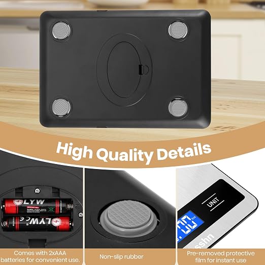 Food Scale, 11lb Kitchen Scale with 0.05oz/1g Precision, 6 Units Tare Function & LCD Display, Stainless Steel Digital Scale for Baking, Cooking, Meal Prep - Kitchen Gadgets & Gifts, Home Essentials