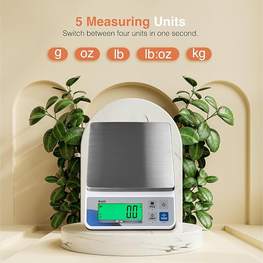 Polit Digital Kitchen Scale, High Capacity Food Scale for Baking, 18lb/8kg | Stainless Steel Tray, 0.5g Precision, Anti-Slip Feet, Fast Stable Readings, Home Cooks, Market & Small Business Use