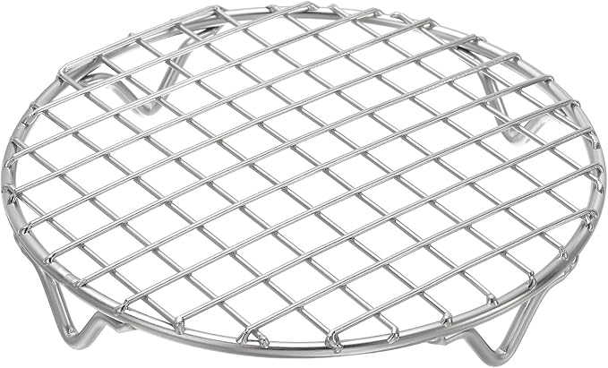 uxcell Round Cooking Rack 5.9 Inch Dia Stainless Steel Wire Cooling Steamer Rack for Baking Canning Cooking Roasting Cooling Grilling Drying, Silver