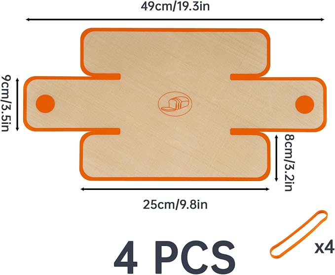 NiHome 4-Pack Silicone Bread Loaf Pan Liners, Reusable and Nonstick Silicone Bread Sling, Fit for 9x5, 9.5x5, and 10x5 Inch Loaf Pans, Dishwasher Safe, Easy to Clean - Brown base, orange edges