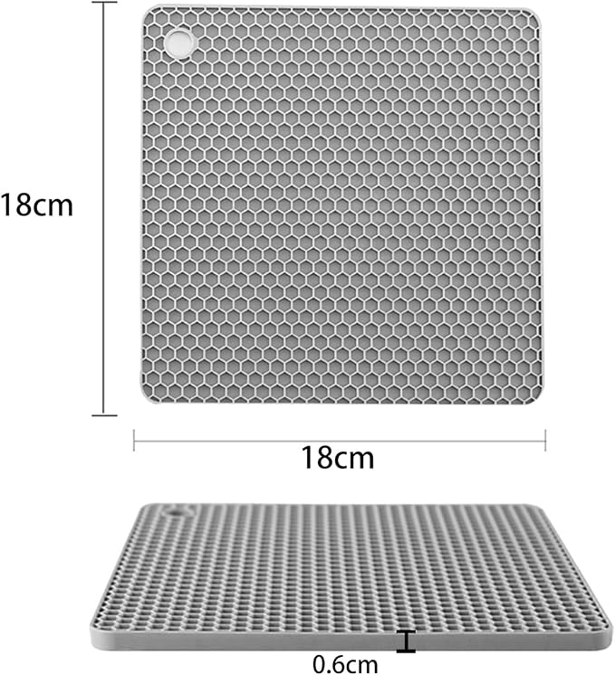 Silicone Non-Slip, Heat Resistant & Water-Trapping Trivet Mats for Hot Pots & Pans & Dishes & Cookware, Multipurpose Kitchen Table Coaster, 7.1 Inch, 3 Pcs, Grey