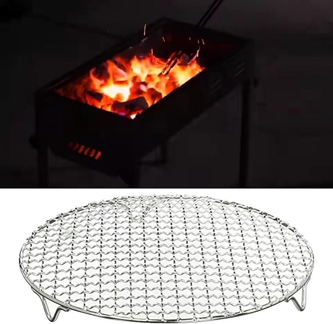 Round BBQ Grill Rack Cooling Rack 304 Stainless Steel Heavy Duty Wire Racks with Feet for Baking Cooking Grilling Fits Air Fryer Pressure Cooker Stockpot Round Cake Pan (15 Inch)