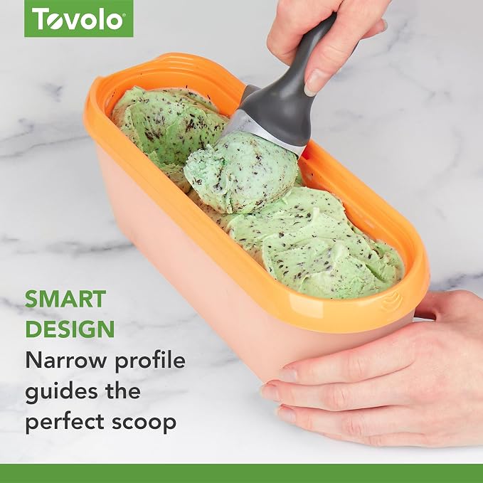 Tovolo Ice Cream Containers for Homemade Ice Cream Orange Crush, Glide A Scoop Ice Cream Tub for Reusable Ice Cream, 1.5 Quart BPA Free Insulated Freezer Safe Ice Cream Container with Lid