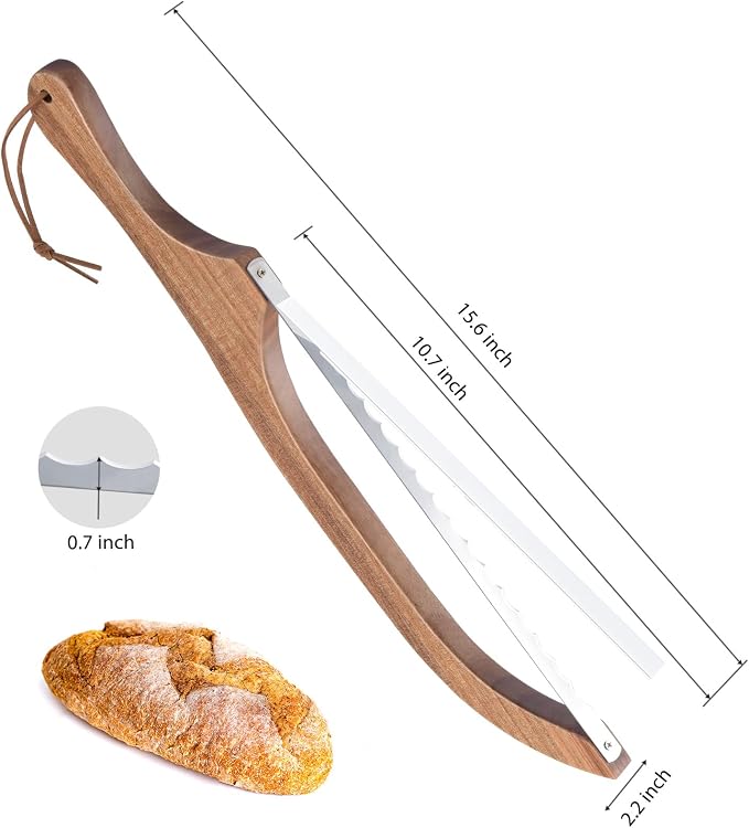 Luzarriba Bread Knife, Bow Bread Knife for Homemade Bread, Sourdough Bread Slicer for Homemade Bread, Sourdough Bread Cutter, Wooden Bread Knife with Cover - Premium Stainless Steel