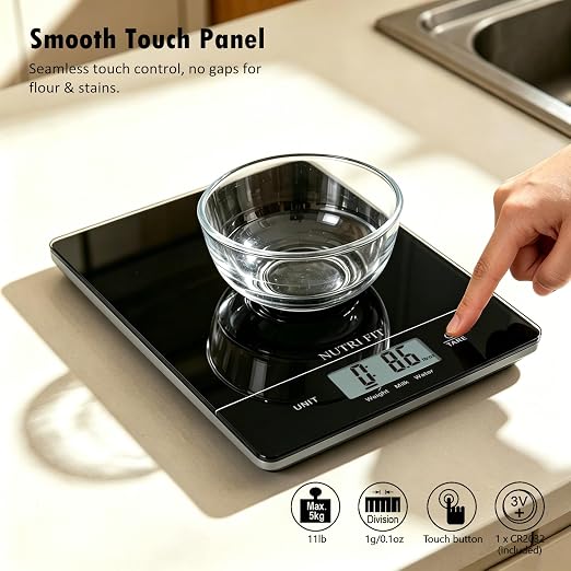 Digital Food Scale Kitchen Scales Grams and Ounces for Weight Loss Baking Cooking of NUTRI FIT, Max 11lb 1g Increment, Ultra-Thin Size and Hang to Wall