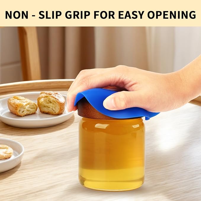 Jar Opener Gripper Pads 4-Pack, 5 Inch Round Silicone Non-Slip Bottle Lid Opener for Easy Opening, Heat-Resistant Cup Coasters, Food-Grade Silicone, Reusable Kitchen Helper