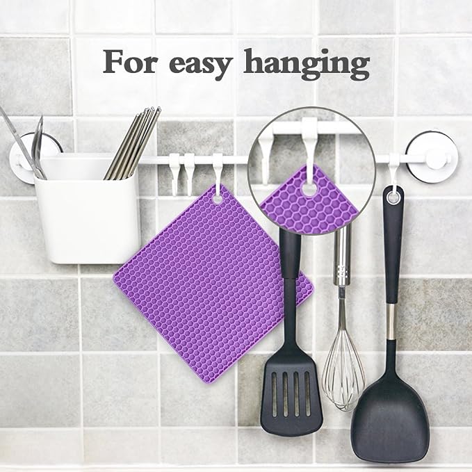 CAKETIME Silicone Trivet Mats - Hot Pads Spoon Rest, Multipurpose Trivets for Hot Dishes Heat Resistant Food Grade Silicone Set of 4