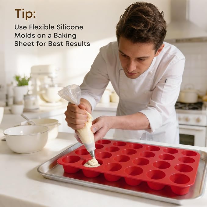 Silicone Mold for Baking, 24 Cup Nonstick Mini Muffin Pans 2Pcs | Food-Grade Silicone Muffin Tin, Oven Dishwasher Freezer Safe Silicone Molds for Home Baking DIY, Mini Cupcakes, Egg Bites