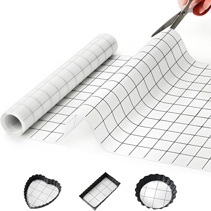Covzoe Silicone Baking Mat Roll, 12 In x 8 FT Heat Resistant Pastry Mat | Non-Stick Grid Baking Bread Mat Free Cutting, Food Grade Counter Mat, Air Fryer Liner for Pizza, biscuit, Pie Crust
