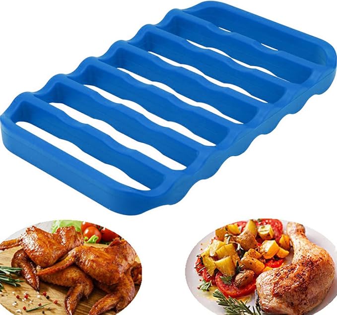 2 Pack Silicone Roasting Racks Non Stick Easy-Clean Cooling Rack for Cooking Baking Steaming (2pack-blue+red)