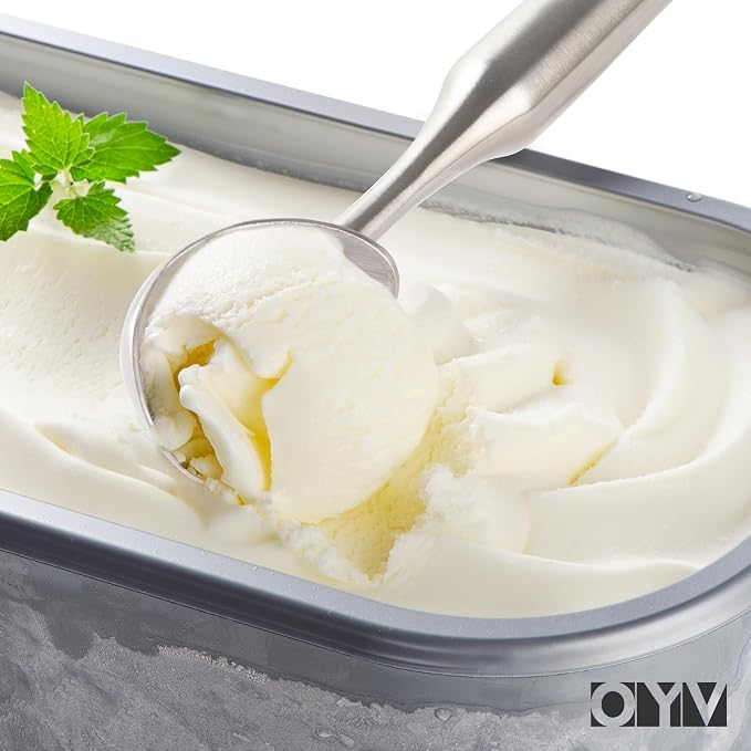 OYV 304 Stainless Steel Ice Cream Scoop, Ergonomically Designed Handle for Comfort, Heavy Duty Ice Cream Scooper, One-Piece Design Ice Cream Scoops, Dishwasher Safe