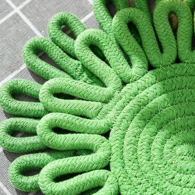 Kitchen Trivets for Hot Dishes Potholders for Countertop Hot Pads Hot Mats or Trivets for Hot Pots and Pans Home Essentials Boho Farmhouse Kitchen Decor Set of 3, 100% Cotton,7.5" (Olive Green)