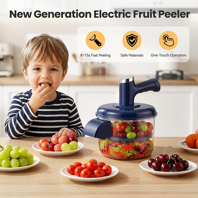 Electric Grape Garlic Peeler Machine, Automatic Fruit Peelers for Cherry Tomato, Electric Peeling Skin Remover Tool for Small Fruits, Rechargeable, Essential Gadget for Home Kitchen