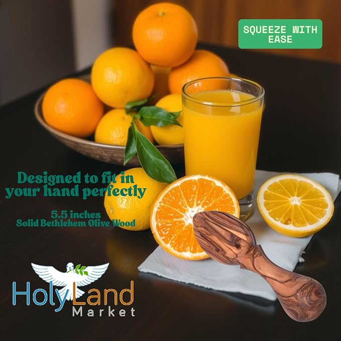 Holy Land Market Olive Wood Lemon Juicer/Citrus Reamer - Handcrafted from Bethlehem, 5.5 in, Asfour Outlet