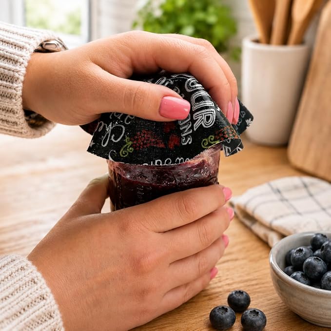 Andreas Silicone Jar Opener, Wine Talk – 6.25" Non-Slip Lid Gripper & Garlic Peeler, Food and Dishwasher Safe, Multi-Use, Durable Silicone & Fabric, Made in the USA, JO-426
