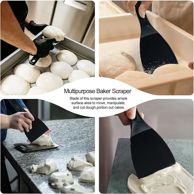 LRui Kitchen Professional Pizza Dough Scraper dough spatula,plastic flexible strip handle dough scraper.(black)