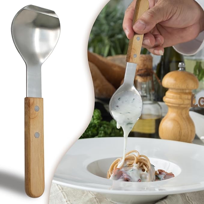 Ice Cream Metal Spade Heavy Duty Stainless Steel Dessert Shovel Wooden Handle Butter Cutter Kitchen Utensil (Round Shovel)