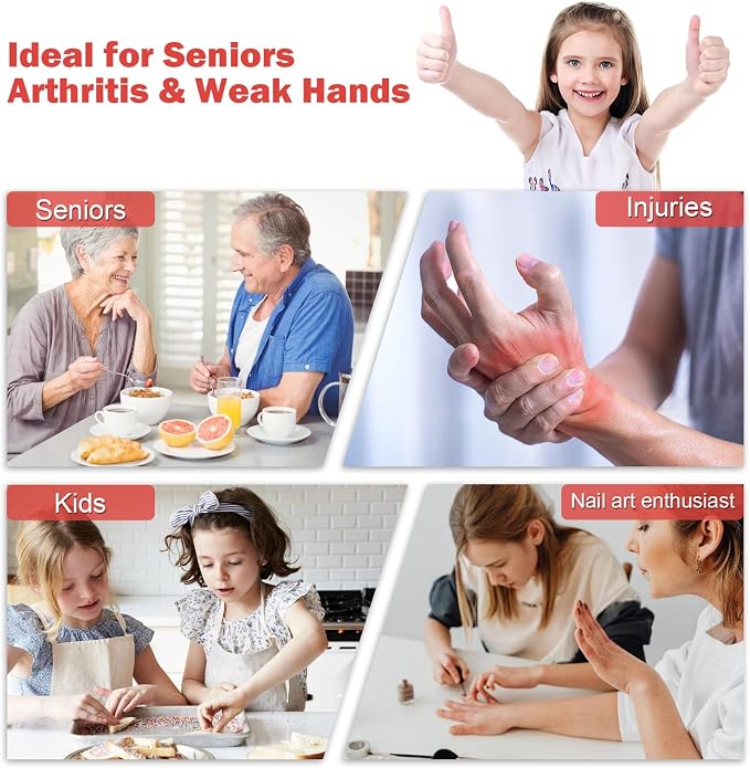 Jar Opener Set for Seniors, Arthritis, Weak Hands (Red&Black) | 6-in-1 Adjustable Jar Opener Can Opener, 4-in-1 Bottle Opener Lid Opener & Rubber Jar Gripper, Multifunctional Kitchen Gadget