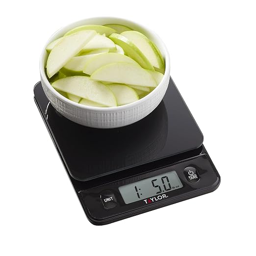 Taylor Glass Top Food Scale with Touch Controls, 11 lb Capacity, Sleek Black Design for Precision Food Measurement in Grams and Ounces (Pack of 4)