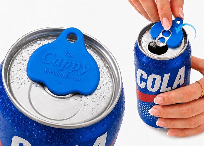 The Cappy - Reusable Beverage Can Opener & Closer (12 pack) - Fits All Standard Cans - Assorted Color Combos (Colors May Vary)