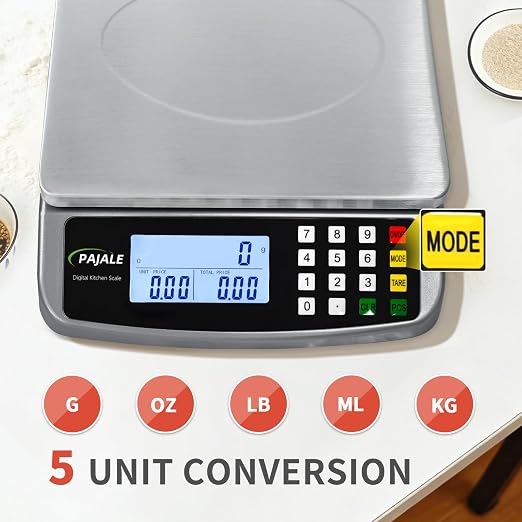 88lb/40kg Food Scale, Large Digital Kitchen Scale 0.05oz/1g Commercial Scale for Food 304 Stainless Steel Counting Scale for sourdough Bread Baking Cooking Meat Restaurant Vegetables Farm