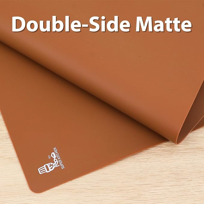 Super Kitchen Food Grade Silicone Extra Large Pastry Mat Baking Mat | 23.4 By 15.6 Kitchen Table/Countertop Protector/Non Stick Pastry Baking Placemats Silicone Pad Crafts Inches Chocolate