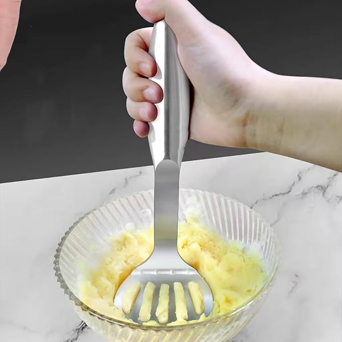 Potato Masher Stainless Steel Heavy Duty Metal Potato Ricer Food Masher Utensil Hand Masher Vegetables Fruits Mashe