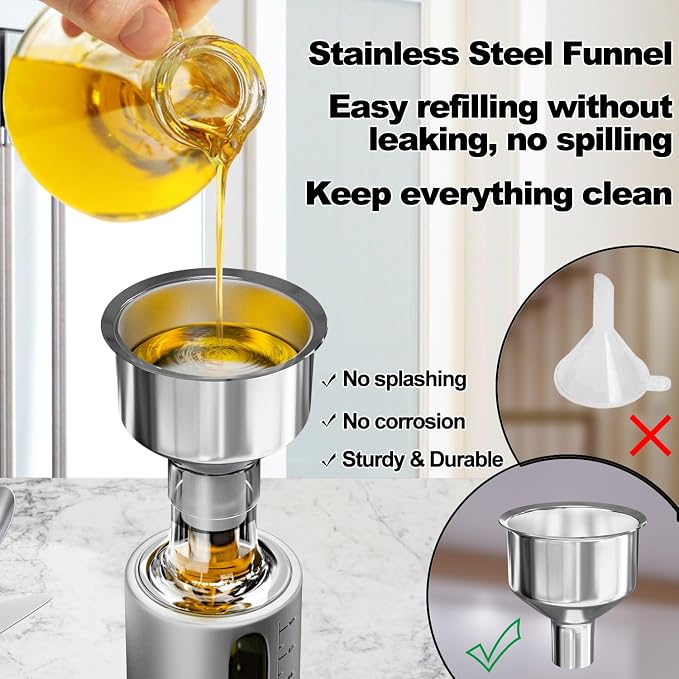 SINYWAY Oil Dispenser Bottle, 4 Pack Glass Olive Oil Dispenser Bottle with Shelf, 17oz/500 ml Oil and Vinegar Dispenser Set Wrapped in Stainless Steel Shell with Pourers, Funnel & Pen and Tags | 17oz/500 ml Oil and Vinegar Dispenser Set Wrapped in Stai...