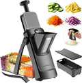 SupMaKin 8 IN 1 Upgraded Safe Mandoline Slicer,Multi Vegetable Chopper,Potato Slicer, Onion Chopper with Drain Basket Storage Container, Cheese Grater Kitchen Chopping Artifact (Black)