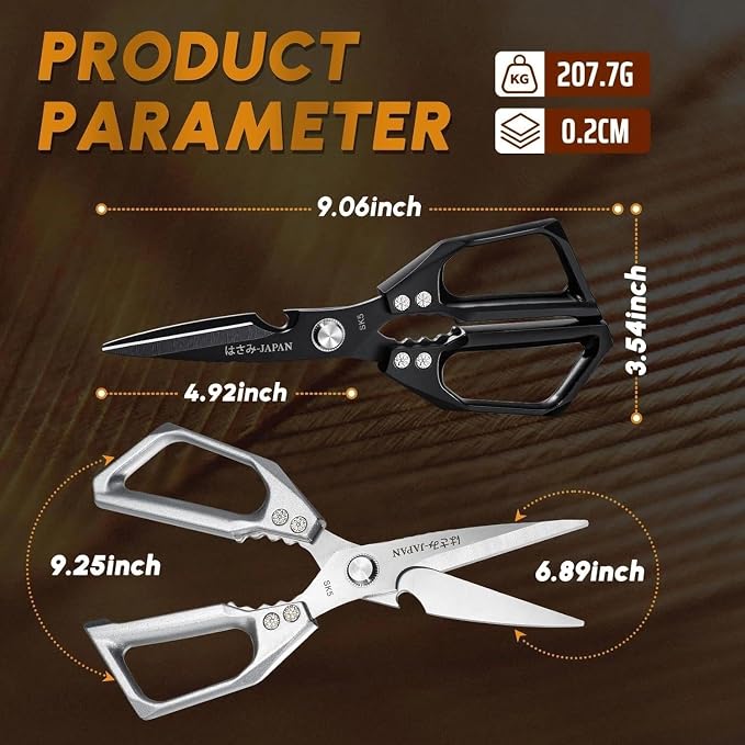 Huusk Kitchen Shears Set, Heavy Duty Poultry Shears, Japanese Kitchen Scissors for Meat, Chicken Bones, and Turkey, Gifts for Men Women