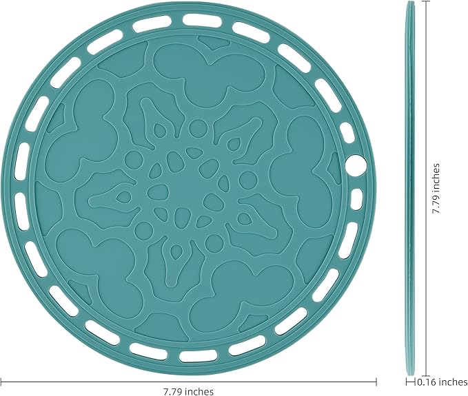 Blue Silicone Trivets Mats Big Round Silicone Pot Holder Hot Pads and Trivets for Hot Dishes and Hot Pots, Hot Mats for Countertops, Tables, Spoon Rest Small Place Mats Set 3
