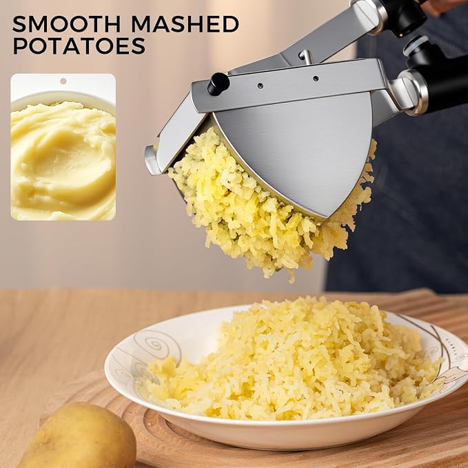 Potato Ricer, LHS Upgraded Stainless Steel Potato Masher, Heavy Duty Large Capacity, for Commercial and Home Use