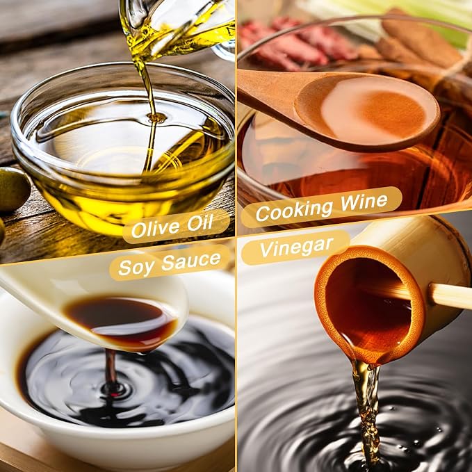 Olive Oil Dispenser Bottle, 1 Pcs Glass Oil and Vinegar Dispenser Set with 2 Stainless Steel Pourers, 2 Labels,1 Brush and 1 Funnel Oil Bottles for Kitchen (17oz/500ml)