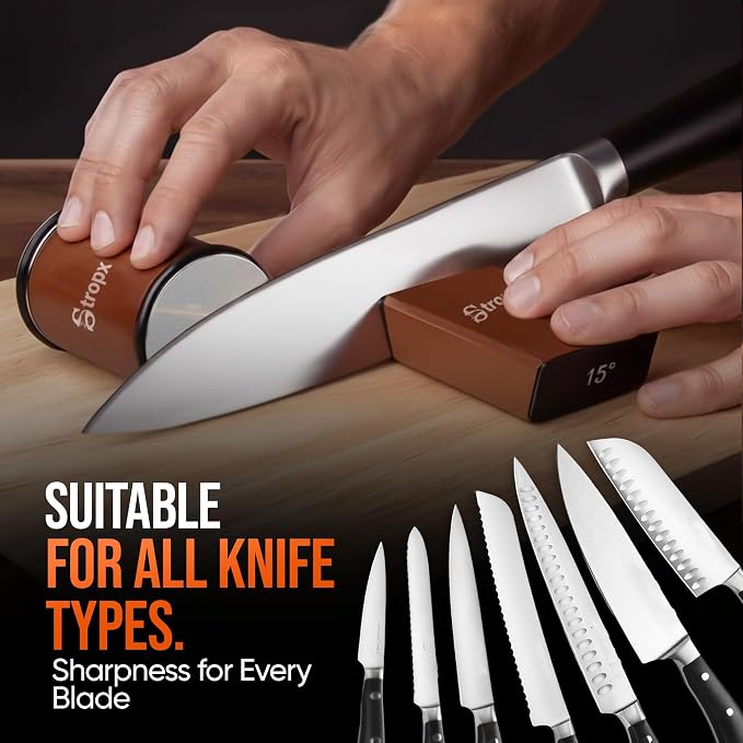 Rolling Knife Sharpener Kit with Removable Diamond & Ceramic Grinding Discs 400/1000/3000 Grit, Magnetic Knife Sharpener Base with 15° & 20° Angle Guide, Chef Knife Sharpening for Razor-Sharp Edge
