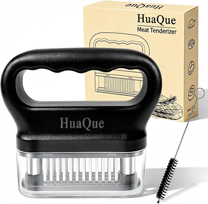 Meat Tenderizer, 48 Stainless Steel Needle Blade, Cleaning Brush and Safety Helmet, Used to Tenderize Steak, Chicken, Perfect for Family BBQs, Great Cooking Gift for Dad, Mom, Husband, Wife