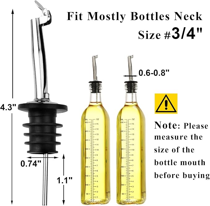 2 Pack Oil Pourers with Flip Top, Olive Oil Dispenser, Speed Pour Spouts for 3/4" Bottle Mouth