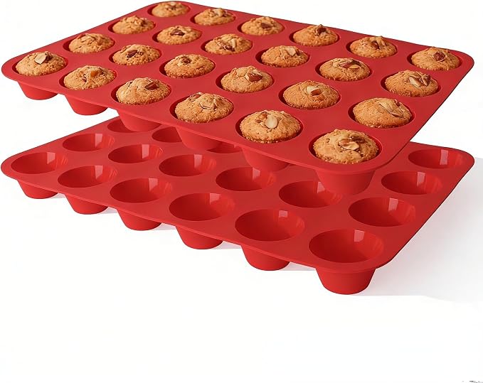 Silicone Mold for Baking, 24 Cup Nonstick Mini Muffin Pans 2Pcs | Food-Grade Silicone Muffin Tin, Oven Dishwasher Freezer Safe Silicone Molds for Home Baking DIY, Mini Cupcakes, Egg Bites
