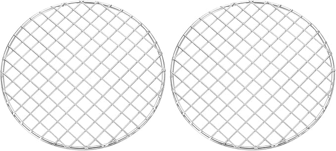 uxcell 2 Pcs Round Cooking Rack, Dia 7.1 Inch Stainless Steel Grill Grate Cross Wire Barbecue Grill for Cooking Baking Air Fryer Racks, Silver