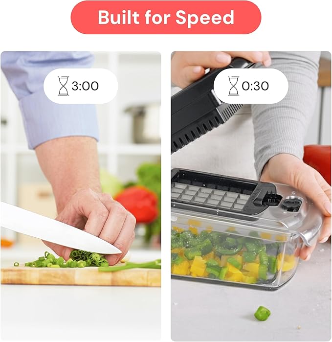 Fullstar Pro Original Vegetable Chopper - Chopper and Spiralizer - Food Chopper with Container, Fruit Cutter, Onion Dicer - All-in-One Prep Tool - Kitchen Gadgets and Gifts (4 in 1, Clear)