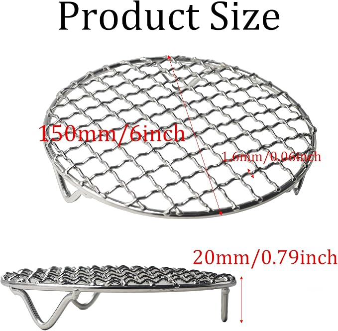 6 Inch Round Cooking Rack, Stainless Steel Wire Baking Rack with Stable Legs for Oven, Air Fryer, BBQ, Roasting, Cooling