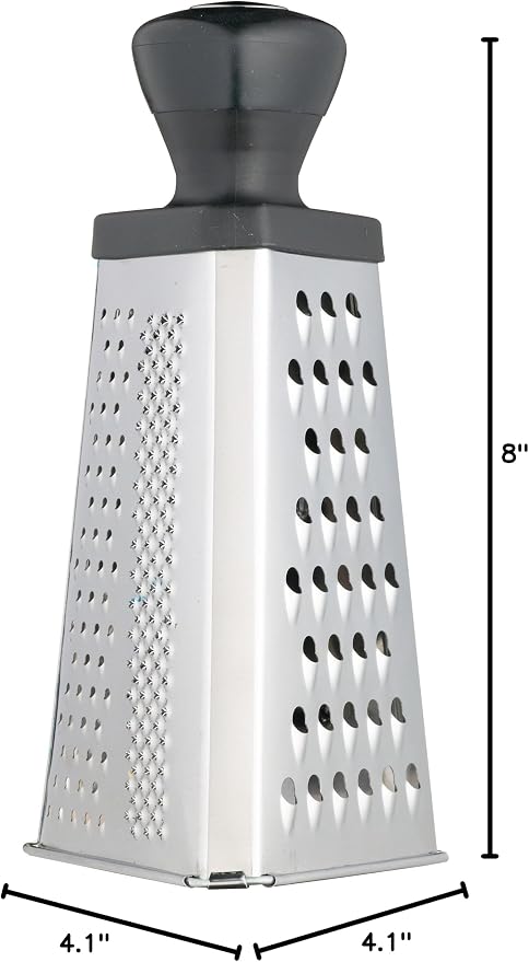 KitchenCraft Box Grater with Pyramid Design, Stainless Steel, 20 cm, Silver/Black