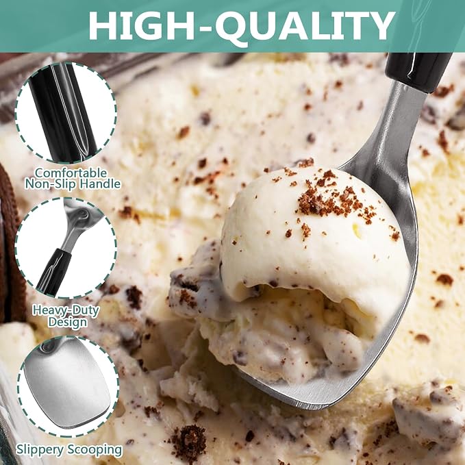 9" Heavy Duty Ice Cream Spade,Non-Slip Stainless Steel Spoon Scraper,Perfect Paddle for Scooping and Serving Hard Frozen Treats Gelato and Creamier Frozen Desserts(1PCS)