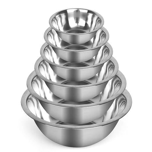 Culigrade Stainless Steel Mixing Bowls Set – 6-Piece Nesting Metal Mixing Bowls (0.75–8 Qt) – Durable, Rust-Resistant, Easy to Clean – for Baking, Cooking, Meal Prep & Serving