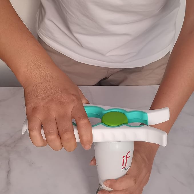 Otstar Jar Opener Bottle Opener and Can Opener for Weak hands, Seniors with Arthritis and Anyone with Low Strength, Mutil Jar Opener Get Lids Off Easily (White and Cyan) | Adjustable Lid Opener Effortlessly Opens Jars, Bottles & Pop-Top Cans, Great for...