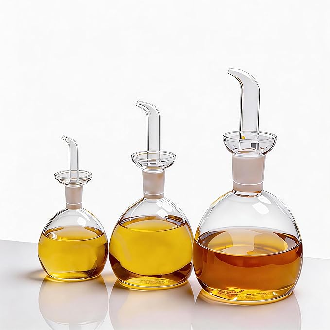ELETON 8 oz Olive Oil Dispenser Bottle Glass with No Drip Spout -Olive Oil & Vinegar Dispenser Glass Cruet Decanter- Glassware Seal Handicraft Easy Clean Drip Free Bottles for Kitchen
