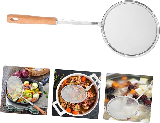 PRETYZOOM Kitchen Colander Ladle Hand Strainer Slotted Spoon Stainless Steel Oil Filter Spoon Cooking Strainer