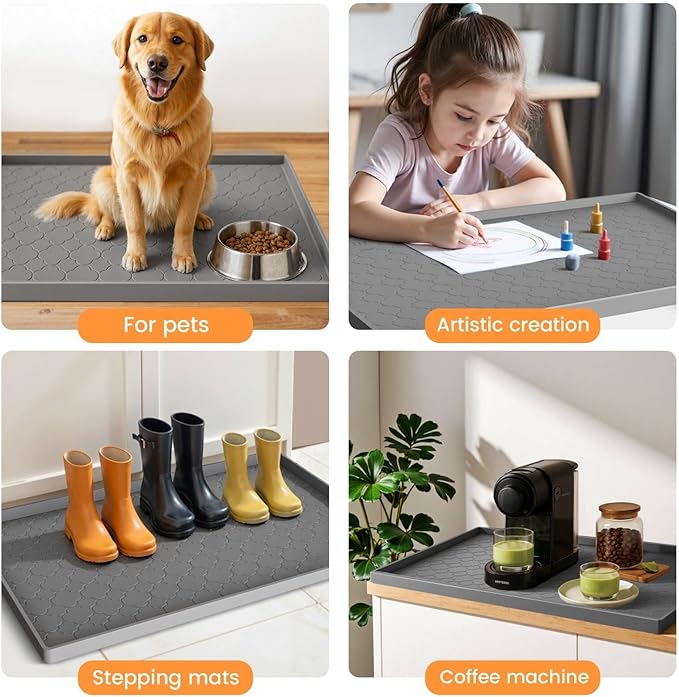 Jin&Bao Under Sink Mat 31" x 19" Waterproof Silicone Cabinet Kitchen Liner | Silicone kitchen cabinet protector, bathroom shelf liner, raised edge traps leaks, anti-slip, easy to clean & dishwasher safe