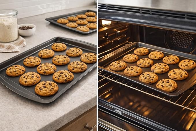 Wee's Beyond 17" X 11" Non-stick Easy Release Medium Bake ware Cookie Sheet Pan, Dark Gray