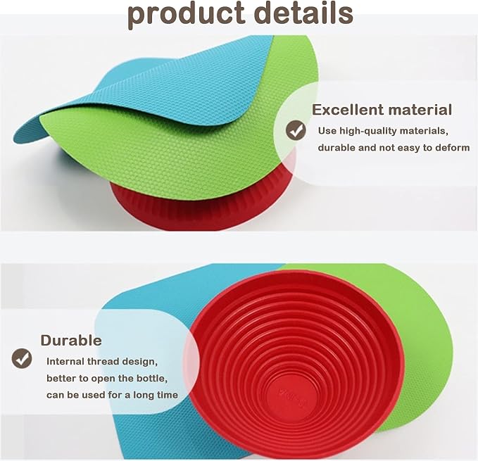Jar Gripper Multi Purpose Reusable Rubber Gripper Jar Opener Gripper Rubber Jar Multi Purpose Bottle Lid Openers Fit for Most Bottles Set of 3