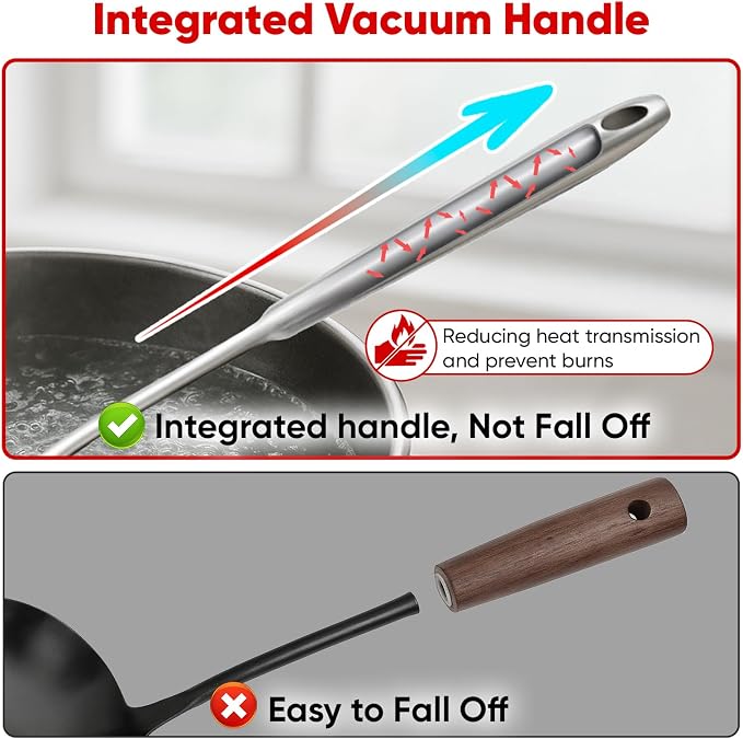 Newness 12 Pcs Cooking Utensils Set, 304 Stainless Steel Kitchen Utensils Set, Metal Kitchen Accessories, Include Soup Ladle, Slotted Skimmer Spoon, Spaghetti Spoon and Spatula, Dishwasher Safe